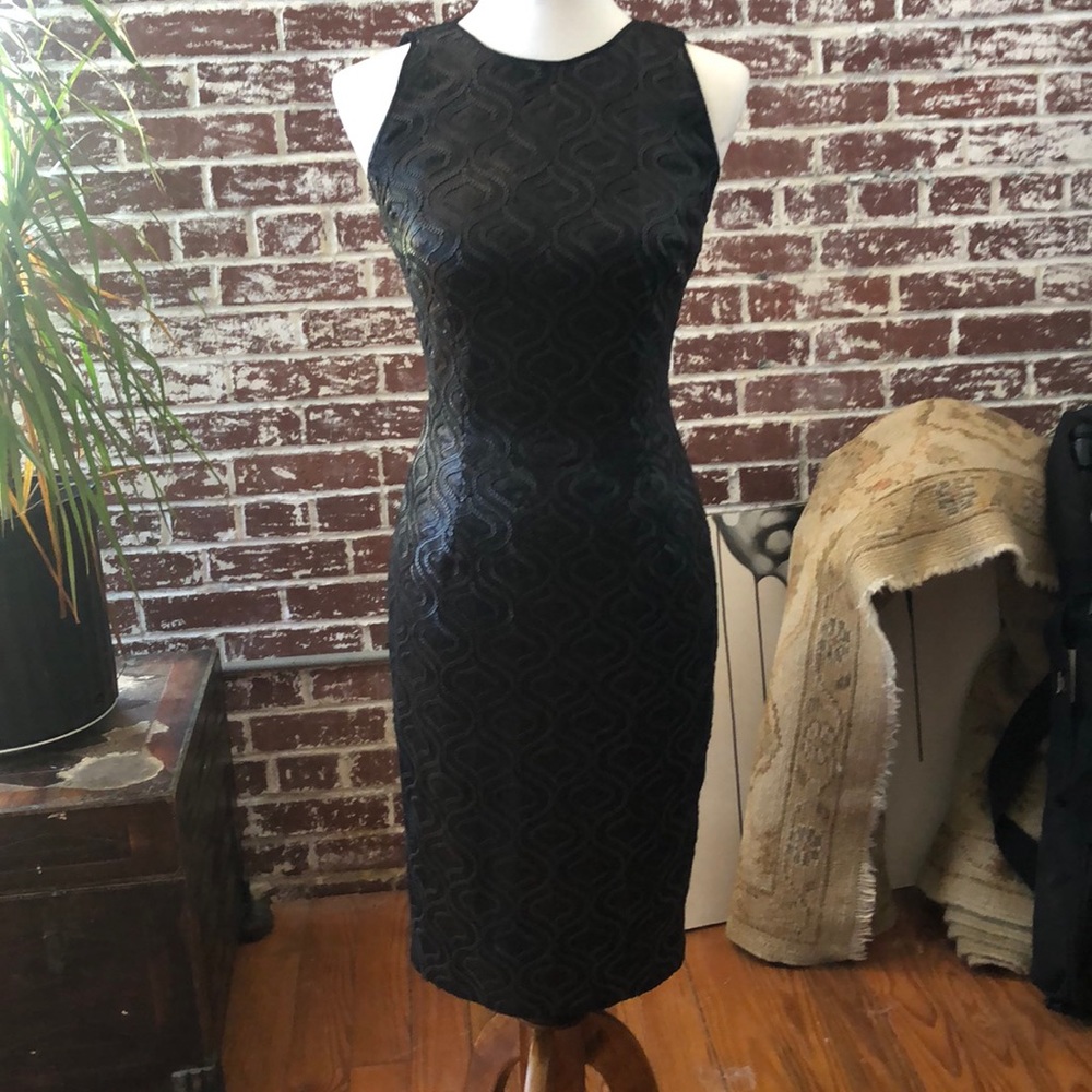 Carmen Marc Valvo sequin fitted dress